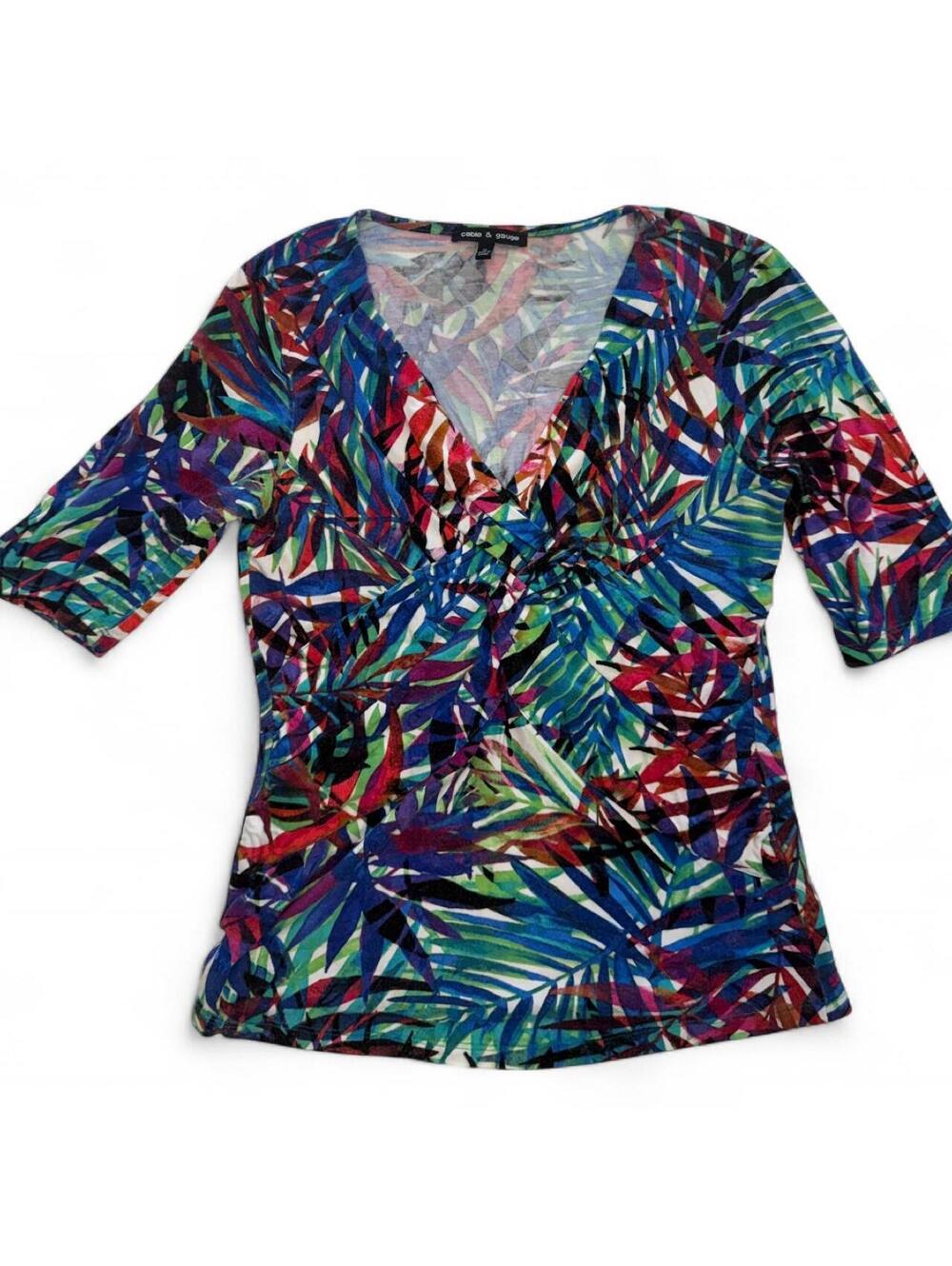Cable & Gauge — Multicolored Tropical Print Blouse